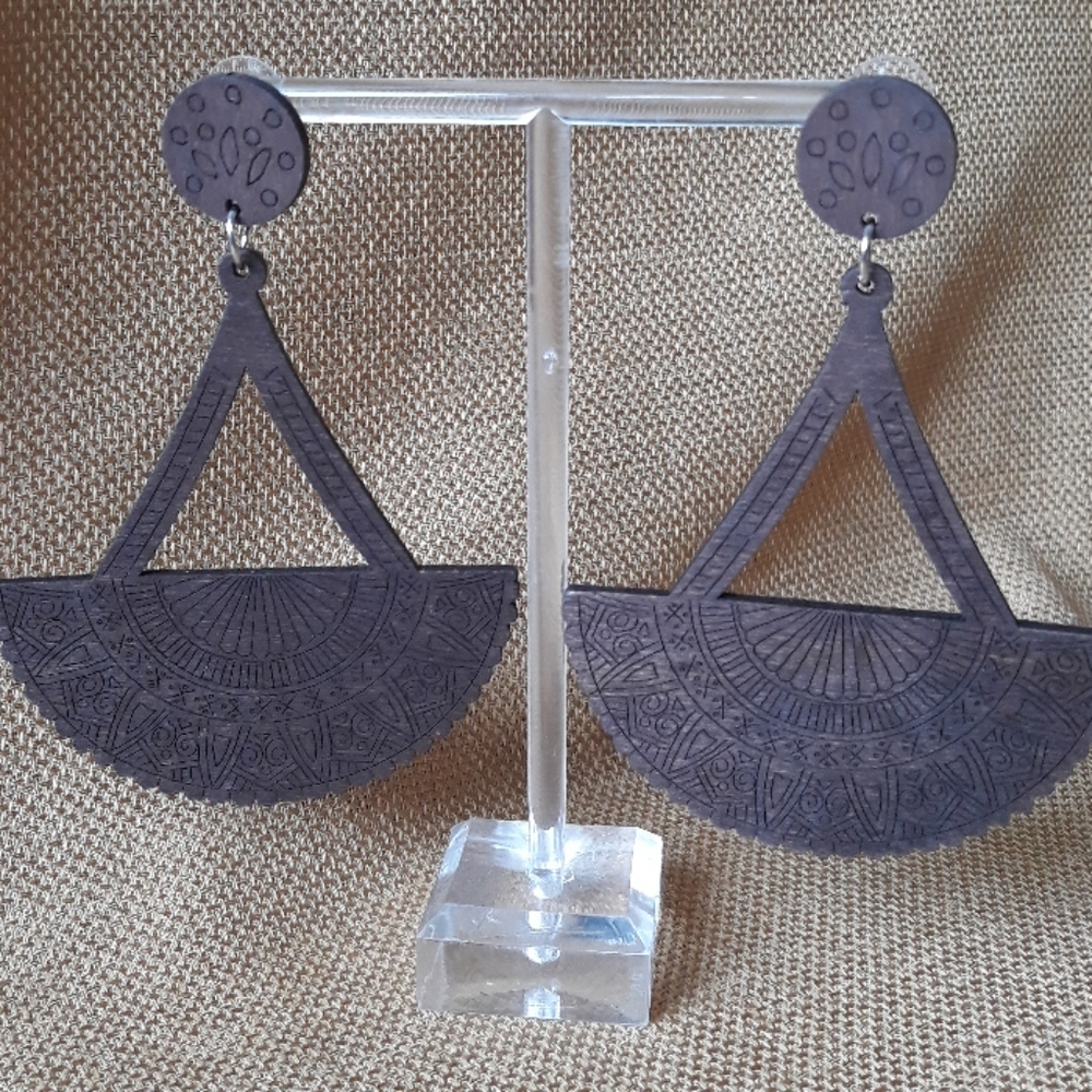 *2 for $15* Wooden Carved Mandala Drop Earring